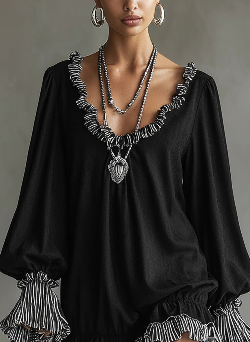 JESSICA™ | Elegant Faux Suede Dress with Soft Ruffle Finish