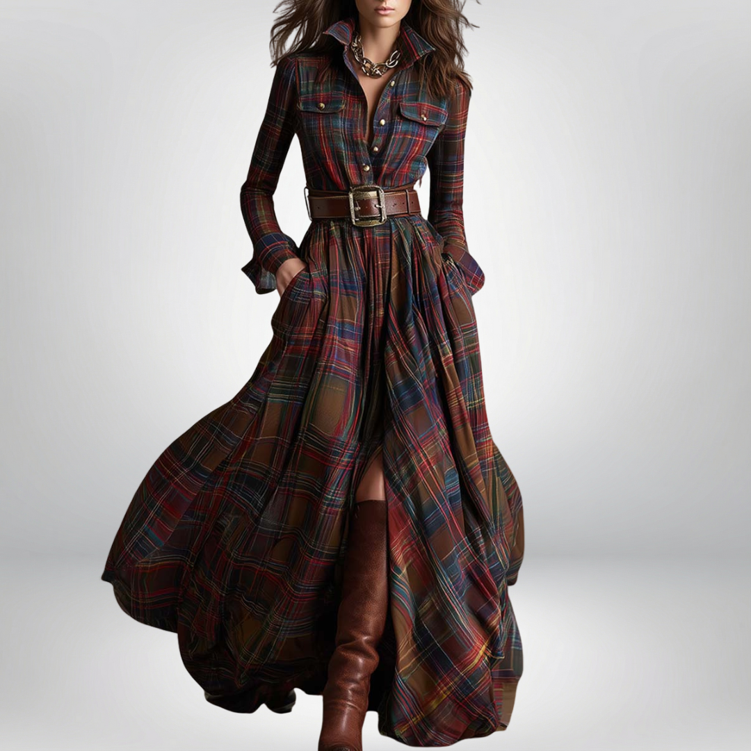 GIULIETTA™ | Maxi Checked Shirt Dress